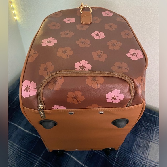 Disney “Stitch” Bioworld 20” Rolling Duffle Bag Luggage - Brown Floral - Picture 6 of 12